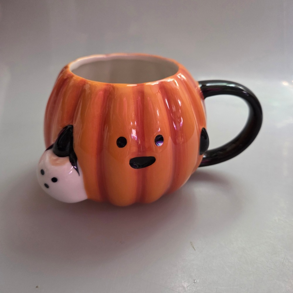 Hyde and Eek Boutique Pumpkin Ghost Halloween Stoneware Mug Orange Black 2024